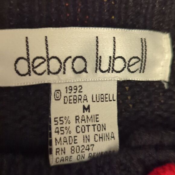 Vintage 90s Debra lubell black knit sweater with sequin snowflakes - Picture 2 of 7